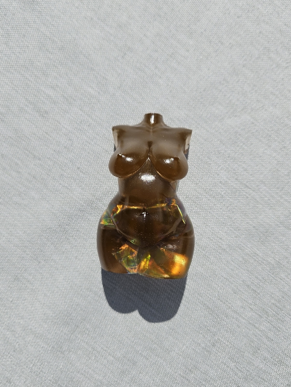 Handmade Iridescent Brown Chubby Resin Goddess Statue